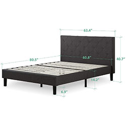 Zinus Shalini Diamond Stitched Platform Bed Frame